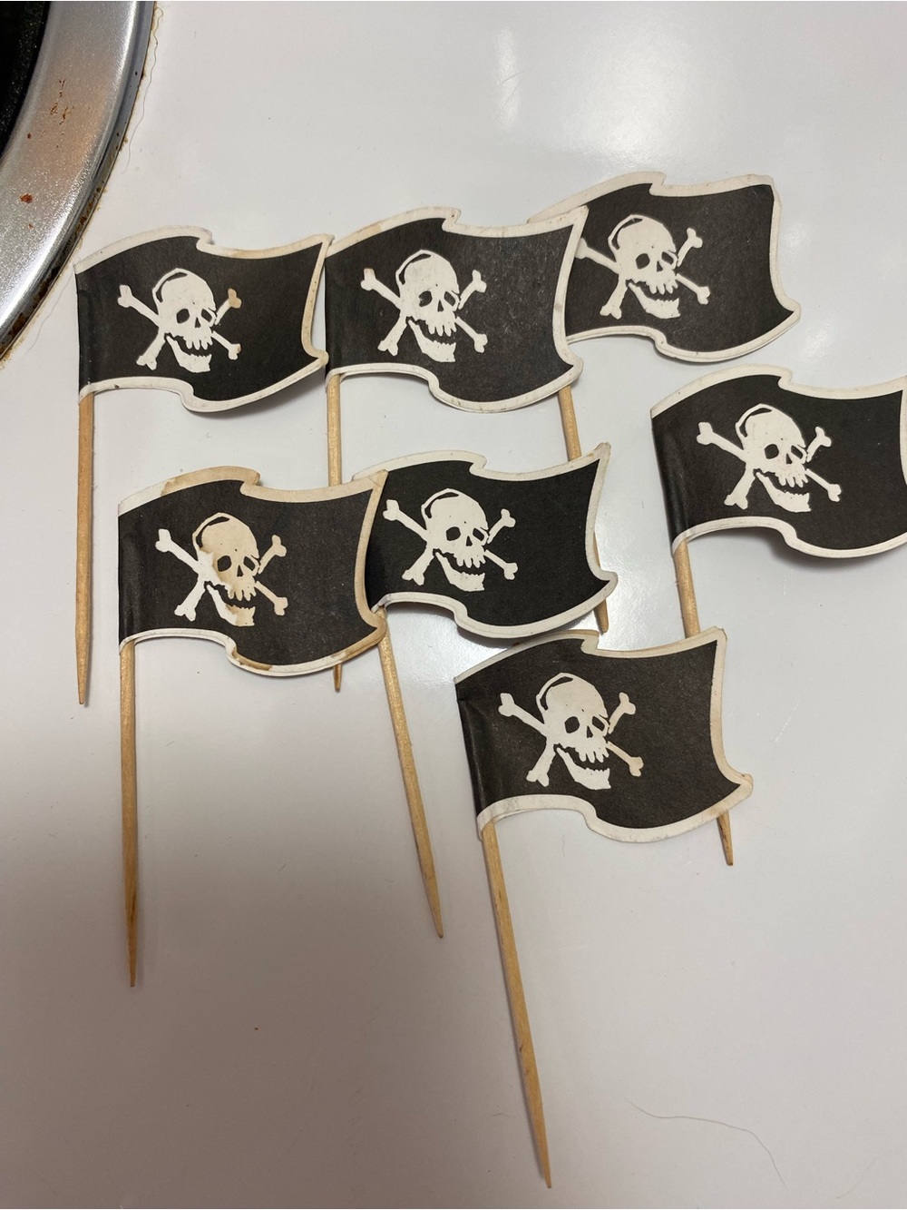Black Pirate Skull Cupcake Picks - Party Supplies